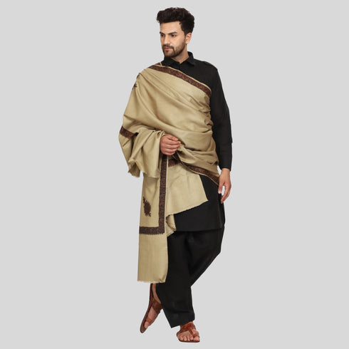 Men's Kashmiri Embroidered Wool Shawl