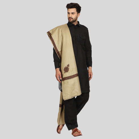 Men's Kashmiri Embroidered Wool Shawl