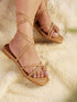 GNIST Beige Tie up Flat Sandal