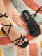 GNIST Black Tie up Flat Sandal