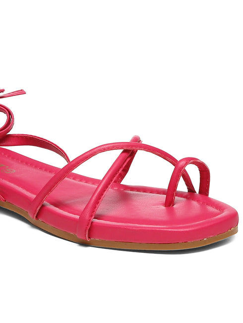GNIST Hot Pink Tie up Flat Sandal