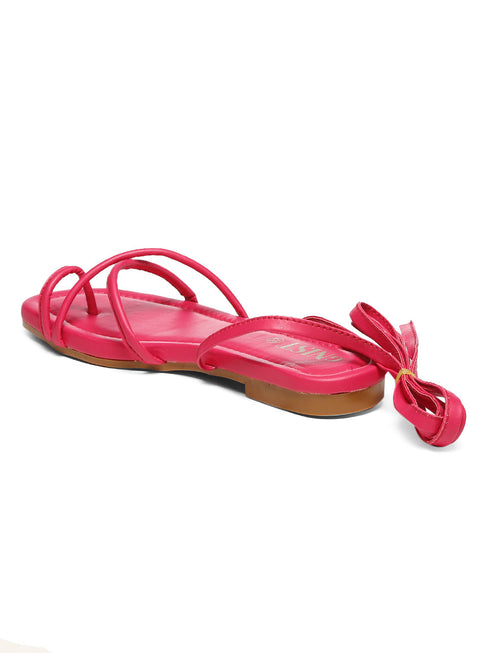 GNIST Hot Pink Tie up Flat Sandal