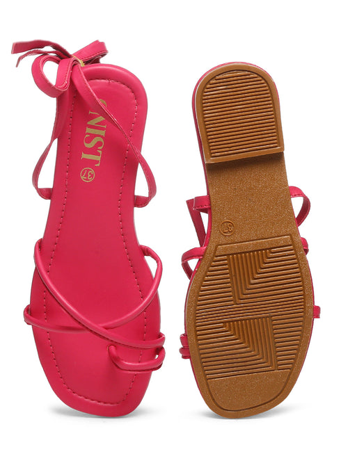 GNIST Hot Pink Tie up Flat Sandal