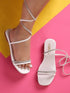 GNIST White Embellished Tie up Flat Sandal
