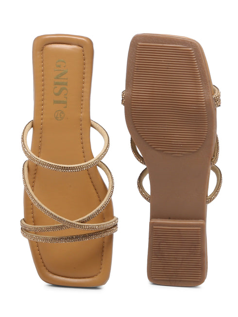 GNIST Gold Rhinestone Embellished Flats