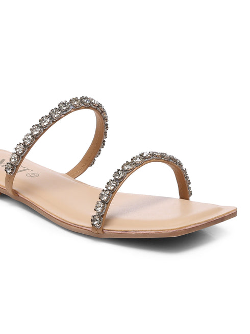 GNIST Studs Rhinestone Embellished Flats