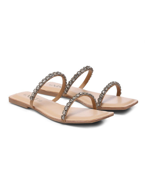 GNIST Studs Rhinestone Embellished Flats