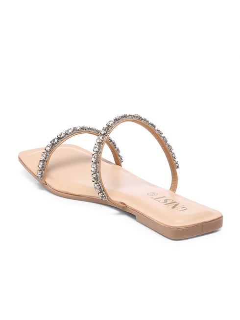 GNIST Studs Rhinestone Embellished Flats