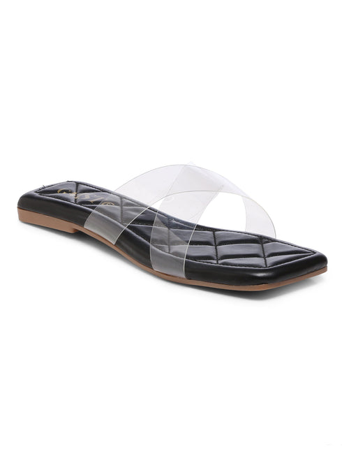 GNIST Clear Cross Strap Black Flats