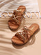 GNIST Arabic Strappy Slip on Copper Flats