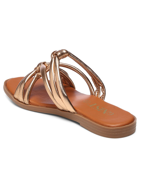 GNIST Arabic Strappy Slip on Copper Flats