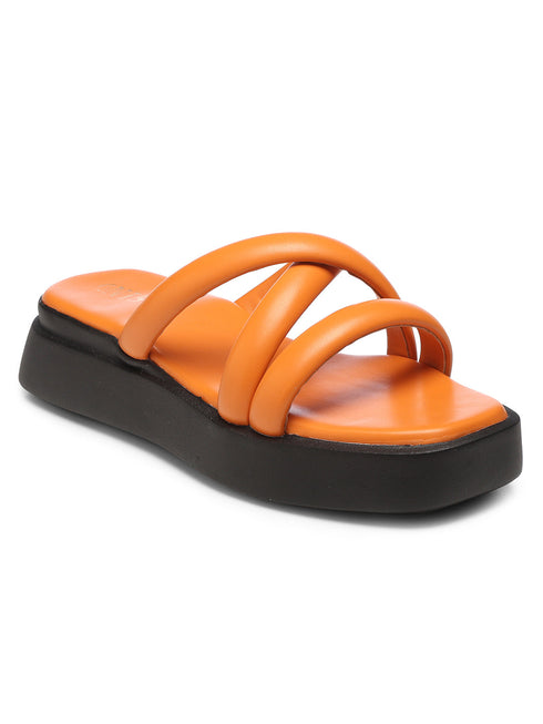 GNIST Cushioned Strap Flatform Orange Platform heels