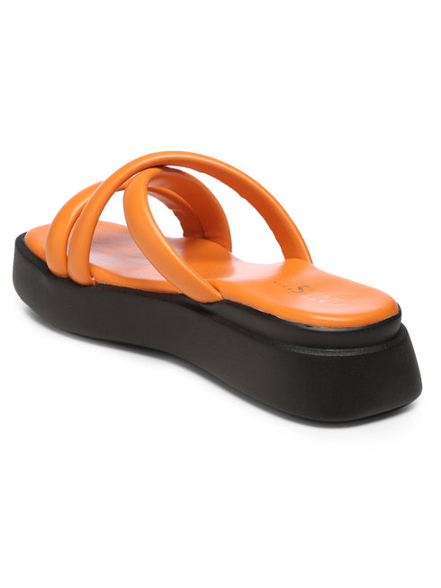 GNIST Cushioned Strap Flatform Orange Platform heels