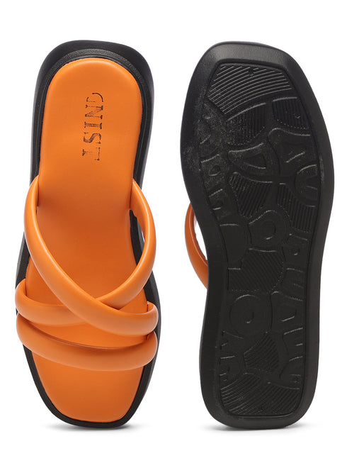 GNIST Cushioned Strap Flatform Orange Platform heels