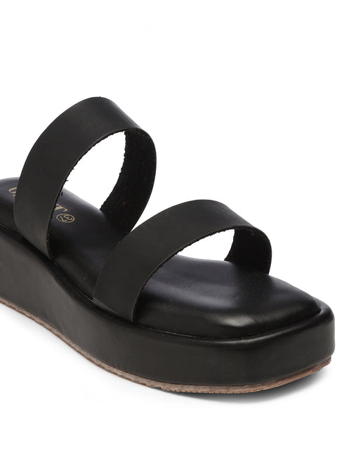 GNIST Double Strap Flatform Black Platform heels