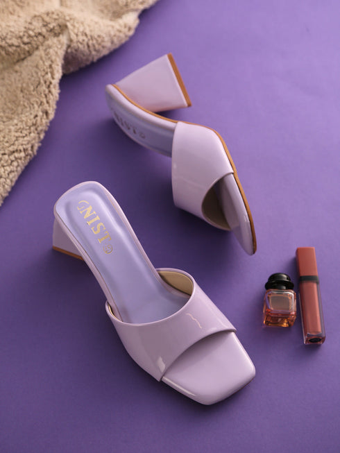 GNIST Lavender Chuncky Patent Block Heel