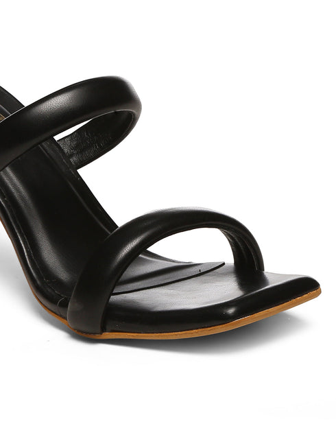 GNIST Black Quilted Strap Stilettos Heel