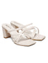 GNIST White Strappy Block Heel