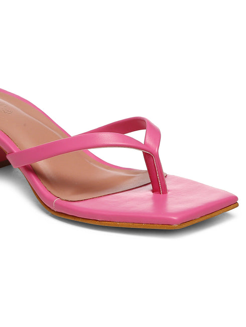 GNIST Hot Pink V shape Block Heel