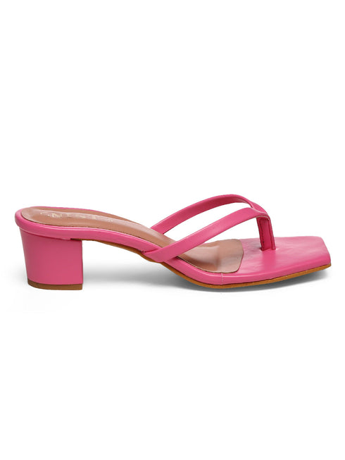 GNIST Hot Pink V shape Block Heel