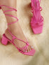 GNIST Hot Pink Strappy Tie up Block Heel Sandal
