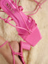 GNIST Hot Pink Strappy Tie up Block Heel Sandal