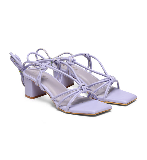 GNIST Lavender Strappy Tie up Block Heel Sandal