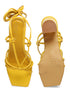 GNIST Yellow Strappy Tie up Block Heel Sandal