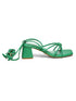 GNIST Green Strappy Tie up Block Heel Sandal