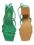 GNIST Green Strappy Tie up Block Heel Sandal
