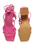 GNIST Hot Pink Strappy Tie up Block Heel Sandal