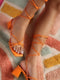 GNIST Orange Strappy Tie up Block Heel Sandal