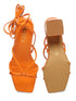 GNIST Orange Strappy Tie up Block Heel Sandal