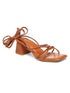 GNIST Tan Strappy Tie up Block Heel Sandal