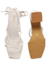 GNIST White Strappy Tie up Block Heel Sandal