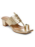 GNIST Gold Kolhapuri Ethnic Block Heel