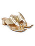 GNIST Gold Kolhapuri Ethnic Block Heel