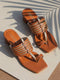 GNIST Tan Gold Kolhapuri Ethnic Block Heel