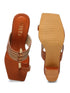 GNIST Tan Gold Kolhapuri Ethnic Block Heel