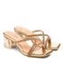 GNIST Gold Embellished Cross Strap Block Heel