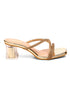 GNIST Gold Embellished Cross Strap Block Heel