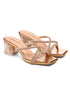 GNIST Rosegold Embellished Cross Strap Patent Block Heel