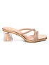 GNIST Rosegold Embellished Cross Strap Patent Block Heel