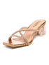 GNIST Rosegold Embellished Cross Strap Patent Block Heel