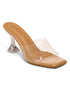 GNIST Beige Transparent Strap Stilettos Heel