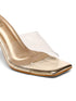 GNIST Gold Transparent Strap Stilettos Heel