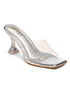 GNIST Silver Transparent Strap Stilettos Clear Heel