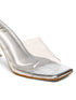 GNIST Silver Transparent Strap Stilettos Clear Heel