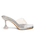 GNIST Silver Transparent Strap Stilettos Clear Heel
