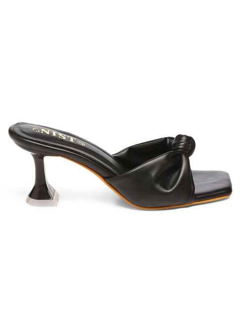 GNIST Black Styliesh Knot Strap Stilettos Heel